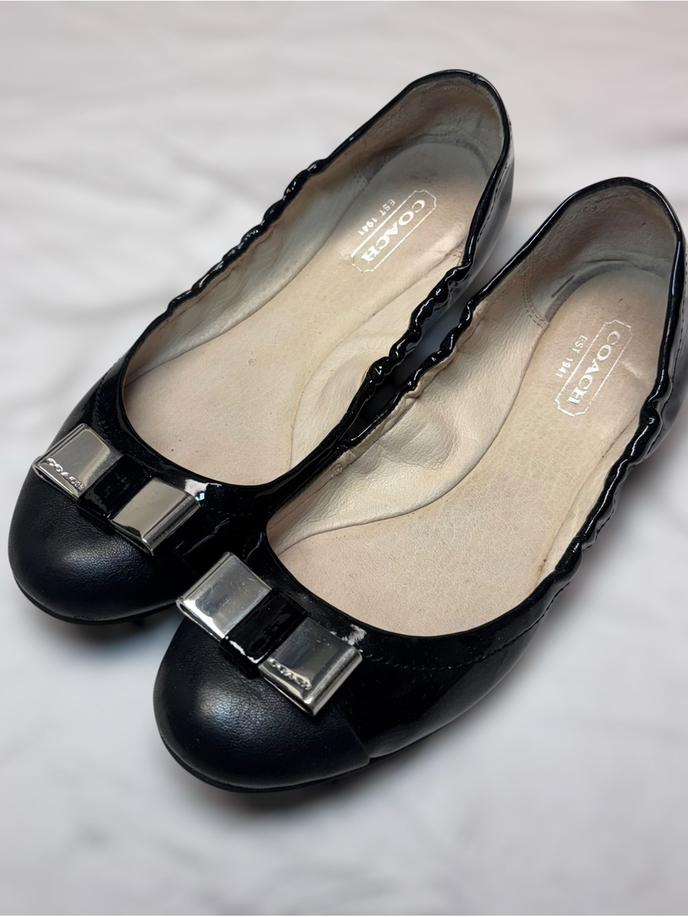 COACH Women's Black Patent Leather Ballet Flats